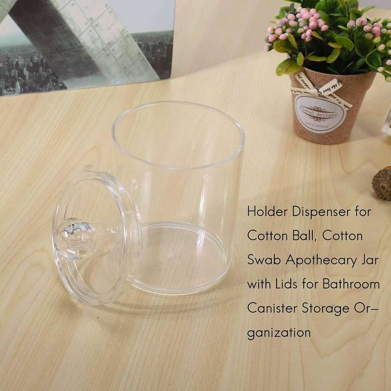 Qtip Holder Dispenser for Cotton Ball, Cotton Swab Jar with Lids for Bathroom Canister Storage Orga