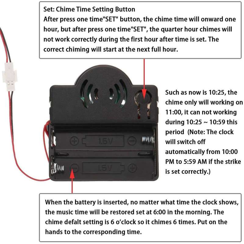 Quartz Pendulum Trigger Clock Movement Chime Melody Mechanism Clock Kit with 3 Pairs of Hands