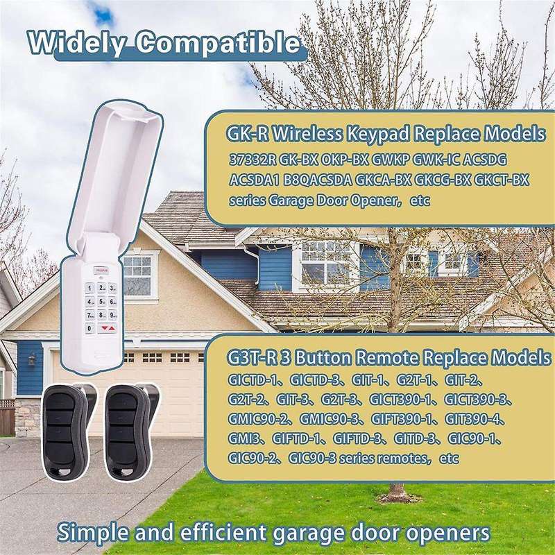 -r Garage Door Opener Wireless Keypad with 2pack G3t-r Remote for Door Opener, Replace -bx -bx G3t-a