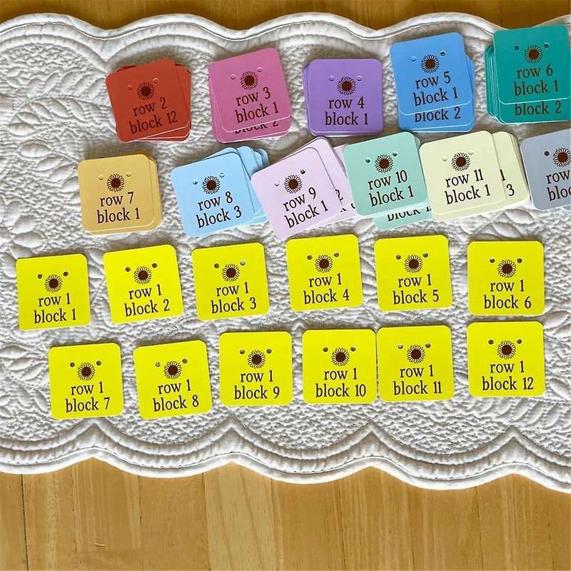 Quilt Block Row Markers - Keep Your Quilt Blocks Organized, Paper Cardstock with Holes for Pins wit