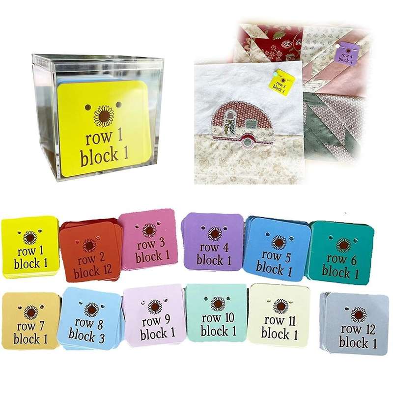 Quilt Block Row Markers - Keep Your Quilt Blocks Organized, Paper Cardstock with Holes for Pins wit