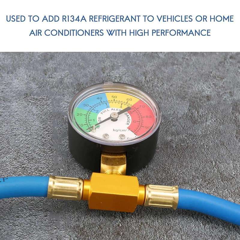 R134a Car Ac Refrigerant Charge Hose Kit Recharge Hose with Gauge,a/c 1/2 Recharge Measuring Kit Ca