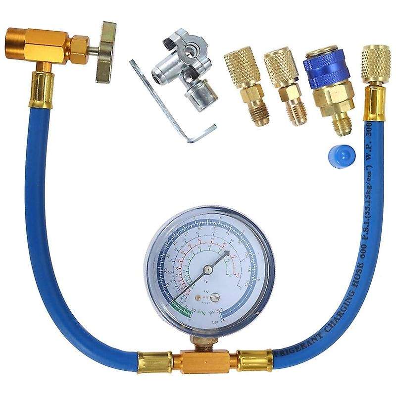 R134a Charging Hose to Refrigerator -with Conditioning Gauge - Refrigerant R134a Can Tap to R-12/r-