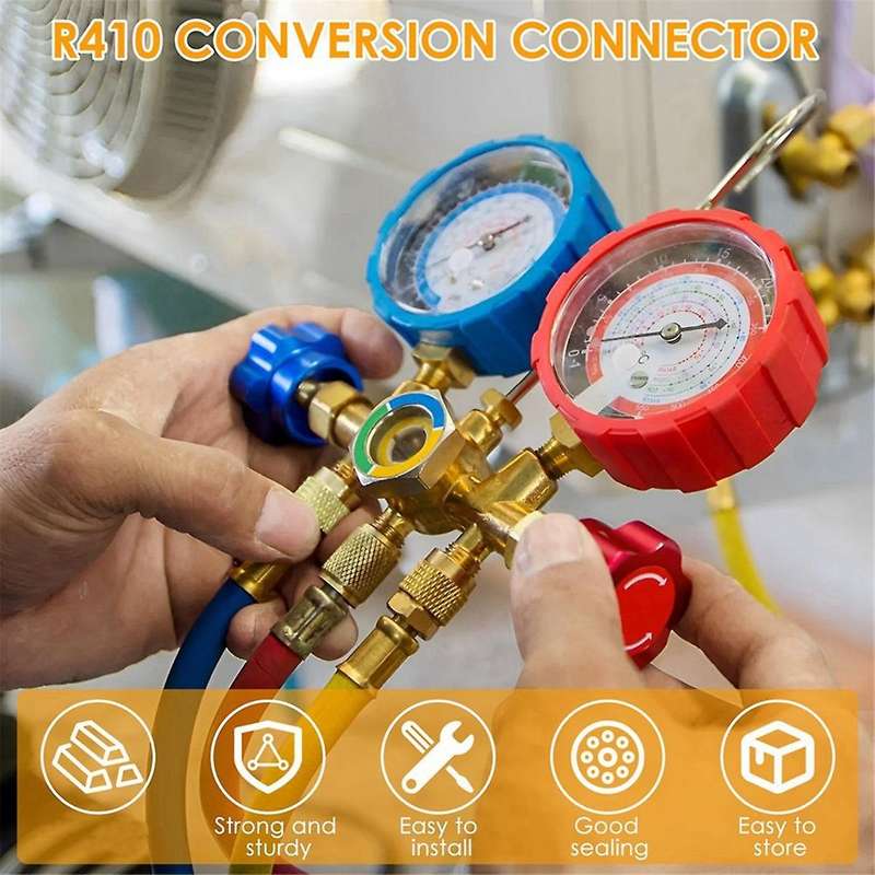 R410 Adapter Kit Metal Mini Split Vacuum Pump Set Sturdy R410 Converter Connector 1/4SAE to 5/16SAE
