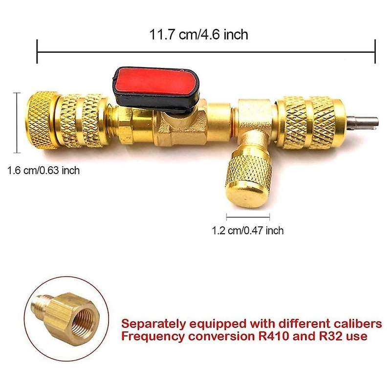 R410A R22 Valve Core Remover Installer Tool with Dual Size SAE 1/4 & 5/16 Port for R404A R407C R134A