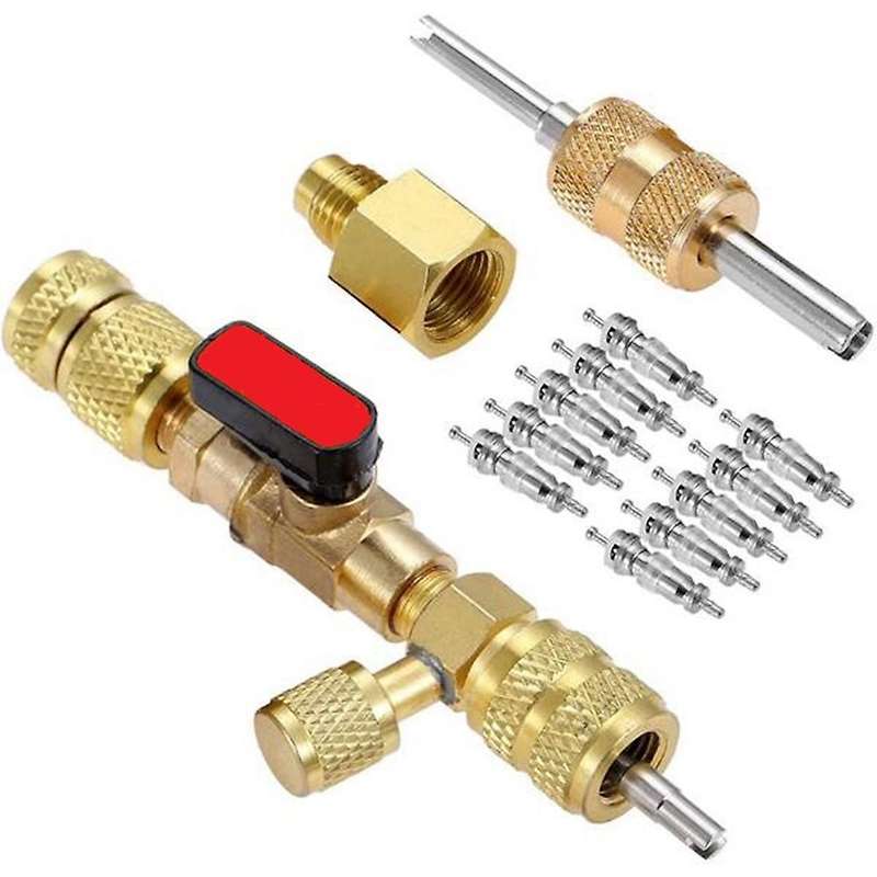 R410A R22 Valve Core Remover Installer Tool with Dual Size SAE 1/4 & 5/16 Port for R404A R407C R134A