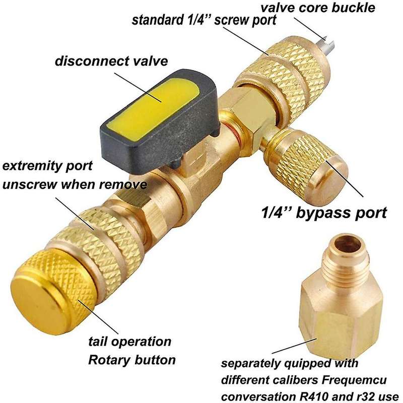 R410A Valve Core Remover with Dual Size SAE 1/4 & 5/16 Port,Valve Cores and Nut,HVAC Valve Core Remo