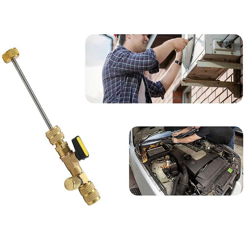 R410A Valve Core Remover with Dual Size SAE 1/4 & 5/16 Port,Valve Cores and Nut,HVAC Valve Core Remo