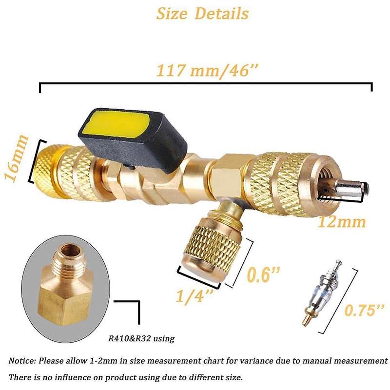 R410A Valve Core Remover with Dual Size SAE 1/4 & 5/16 Port,Valve Cores and Nut,HVAC Valve Core Remo