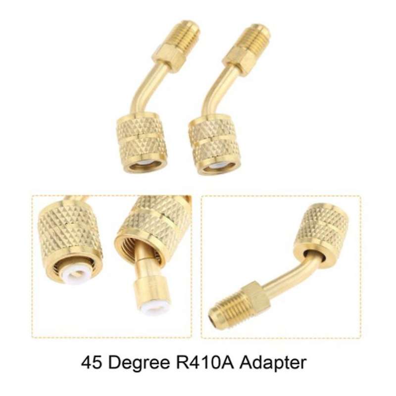 R410A Charging Vacuum Port Adapter Kit,2PC 45 Degree Angled and 90 Degree Charging Vacuum Adapters,f