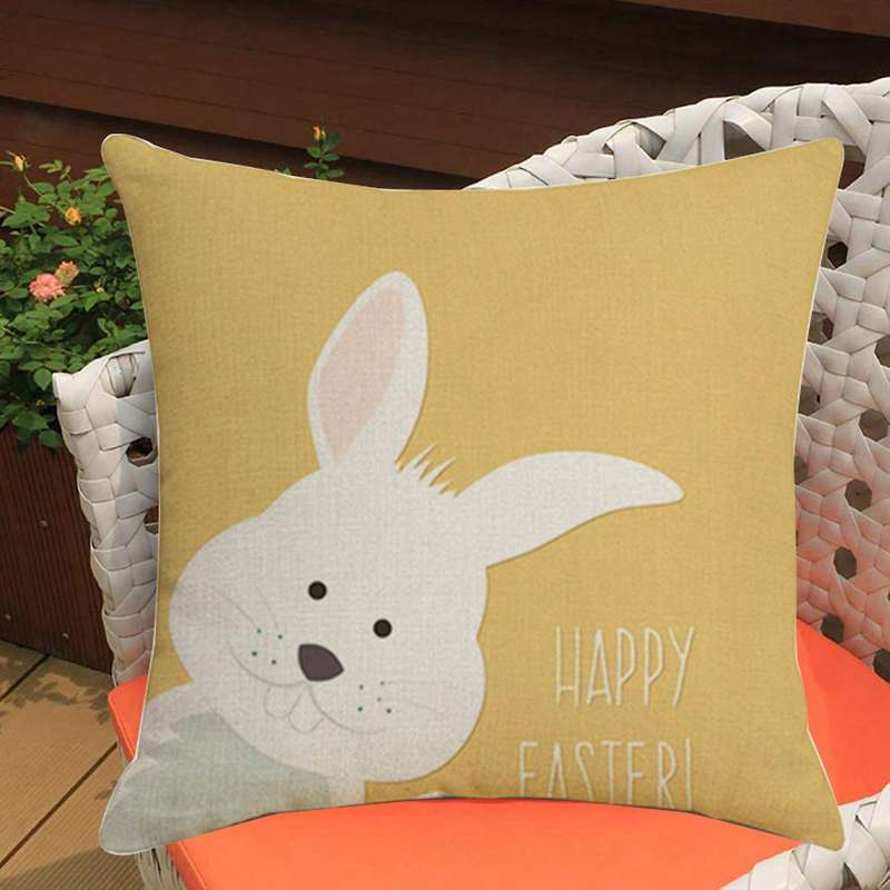 Rabbit Happy Easter Day Throw Pillow Cover 18 x 18 Inch Easter Bunny Cushion Covers Decoration Home