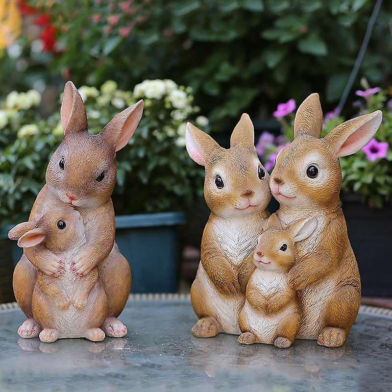 Rabbit Garden Animal Statue Ornament Rabbit Figurine Garden Rabbit for Patio Lawn House Art Figurine