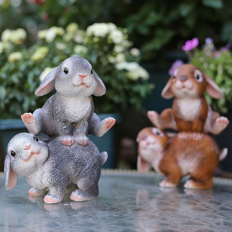 Rabbit Garden Animal Statue Ornament Rabbit Figurine Garden Rabbit for Patio Lawn House Art Figurine