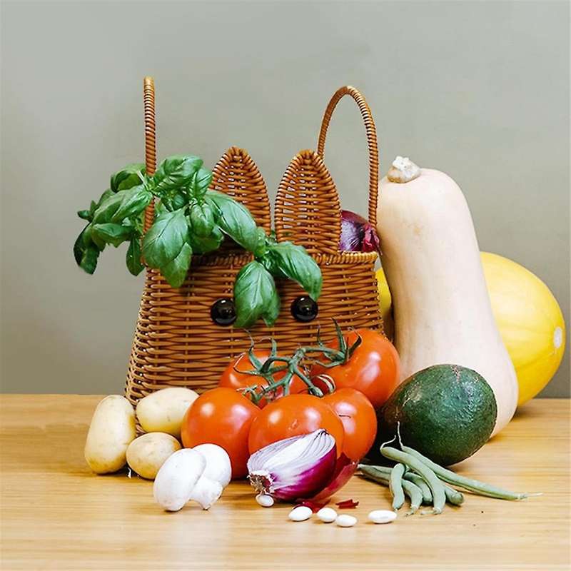 Rabbit Easter Egg Handwoven Gift Basket Picnic Basket Fruit Storage Basket Flower Basket