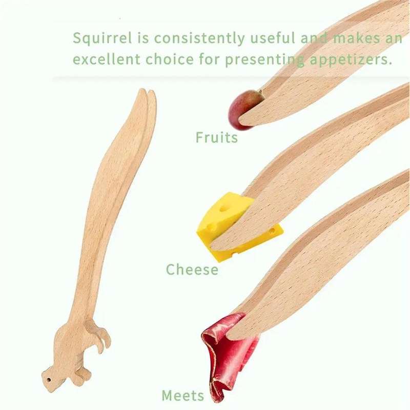 Rabbit Shaped Wood Wooden Food Toast Salad Tongs Toaster for Kitchen Bacon Sugar Ice Tea Tong Tea Cl