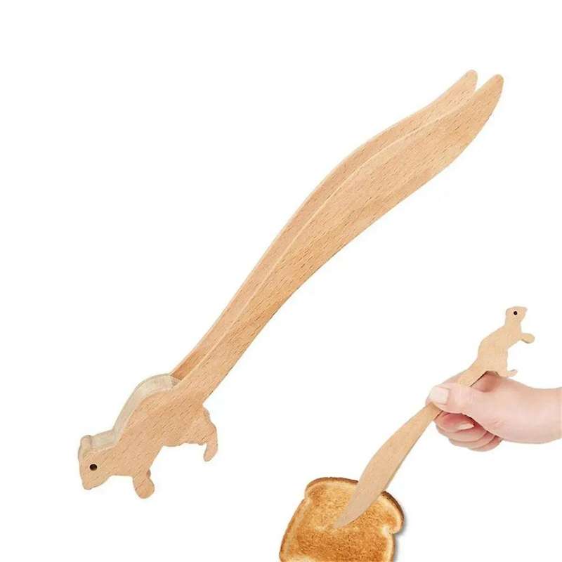 Rabbit Shaped Wood Wooden Food Toast Salad Tongs Toaster for Kitchen Bacon Sugar Ice Tea Tong Tea Cl