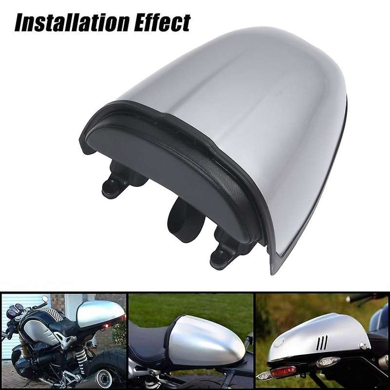 R9T Motorcycle Rear Pillion Seat Cowl Cover Hump Trunk Storage Box Fairing Tail for 2014-2020 (Silve