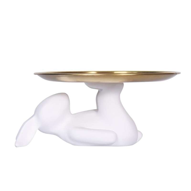 Rabbit Storage Ornaments Resin Animal Statue Desktop Candy Box Snack Organizer Crafts Sculpture Home