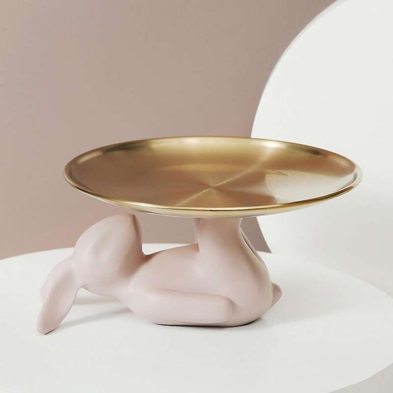 Rabbit Storage Ornaments Resin Animal Statue Desktop Candy Box Snack Organizer Crafts Sculpture Home
