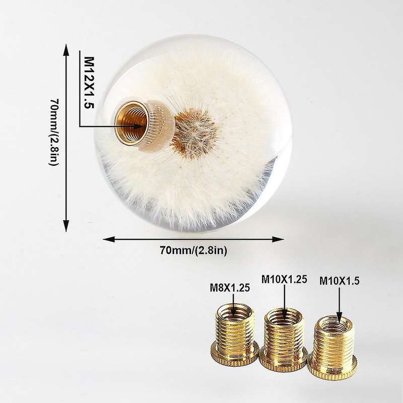 Racing Shift Knob Universal 70MM Head Crystal Ball with Dandelions Flowers Shift Knob with 3 Threade