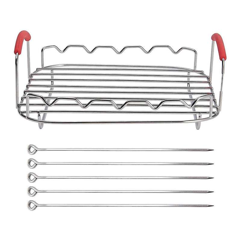 Rack Set Versatile Grilling Rack Stainless Steel Double Layer Rack with Skewers Steaming Drain Oil