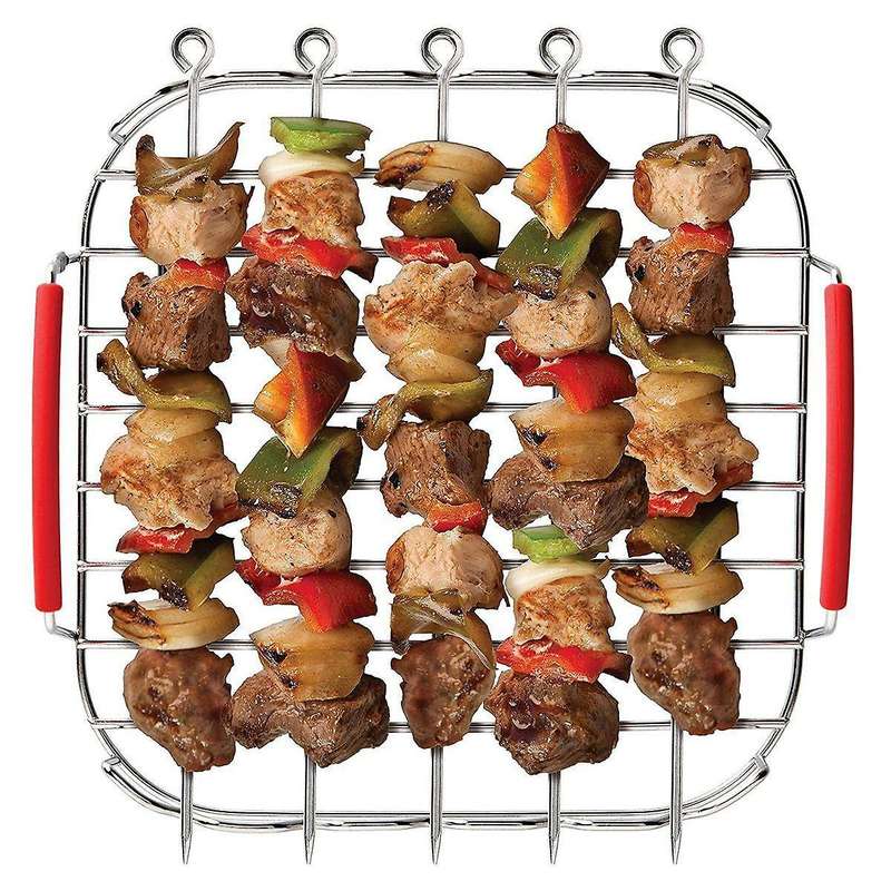 Rack Set Versatile Grilling Rack Stainless Steel Double Layer Rack with Skewers Steaming Drain Oil