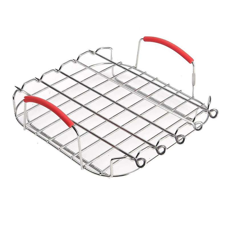 Rack Set Versatile Grilling Rack Stainless Steel Double Layer Rack with Skewers Steaming Drain Oil