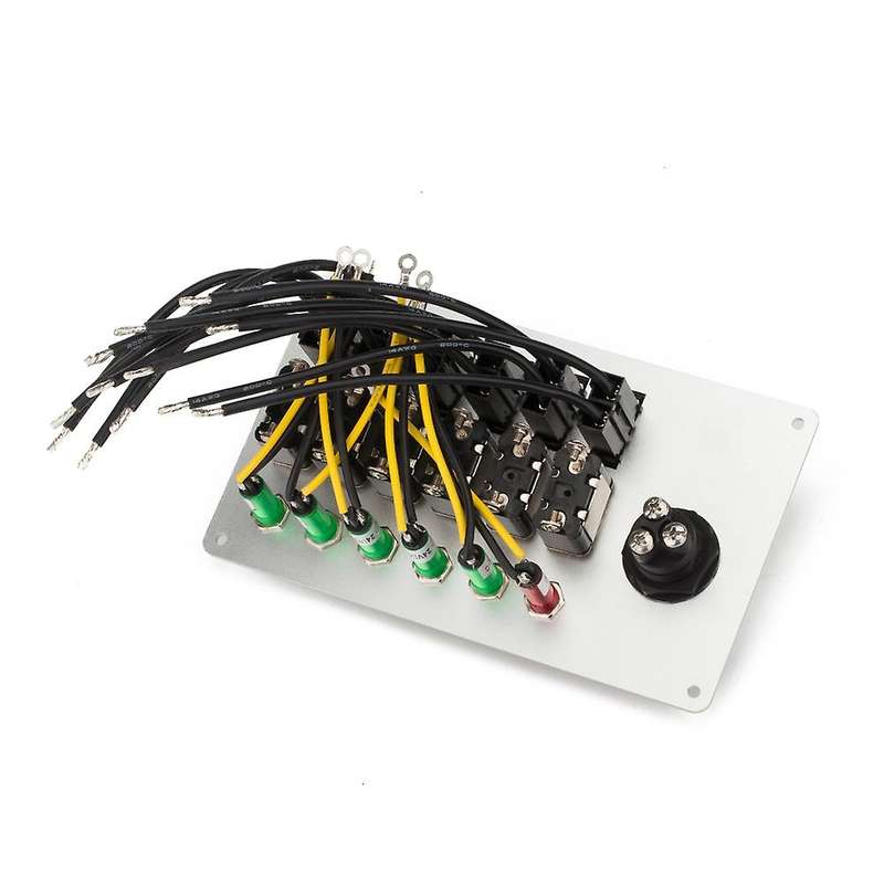 Racing Switch Panel Car Ignition Accessory Engine Start, 6 Indicator Light 6 Fused Toggle Quick Off