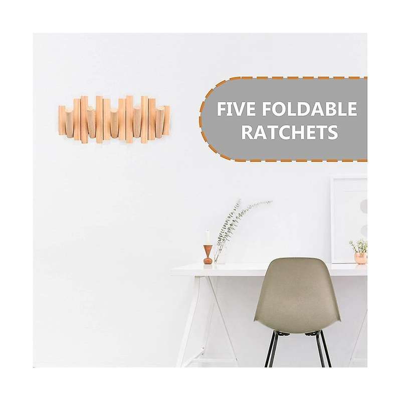 Rack with Folding Hooks Modern Wooden Rack Perfect to Hang Coats, Umbrellas, Towels, and .