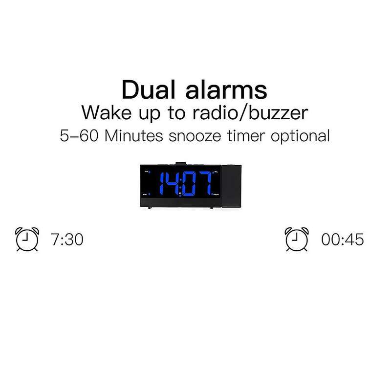 Radio Alarm Clock Projection Alarm Clock Digital Alarm Clock Beside for Kids Bedroom LED Display USB