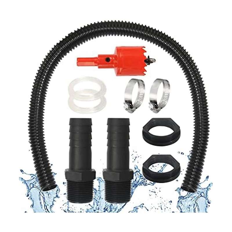 Rain Butt Connection Set, 2 Water Butt Through 1 Inch 100 Cm Connection Hose 25 Mm and Hole Opener,f