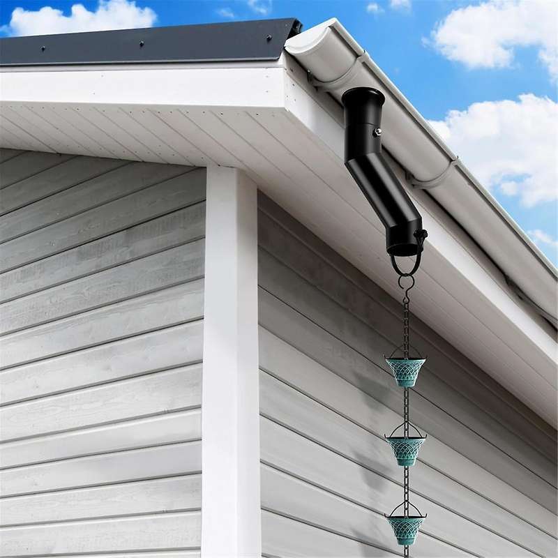 Rain Chain Gutter Adapter Black Installation Suit for Gutter Downspout Outlet