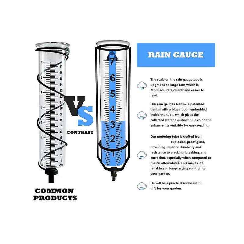 Rain Gauge, Freeze Proof Rain Gauge Outdoor Best Rated, Rain Gauges for Yard with Stake, Decorative