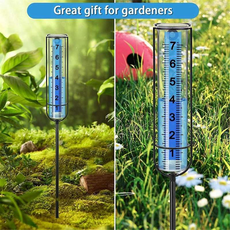 Rain Gauge, 7Inch Freeze Proof Rain Gauge Outdoor, Large Clear Numbers and Adjustable Height for Gar