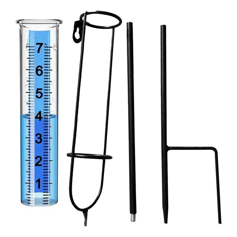 Rain Gauge, 7Inch Freeze Proof Rain Gauge Outdoor, Large Clear Numbers and Adjustable Height for Gar