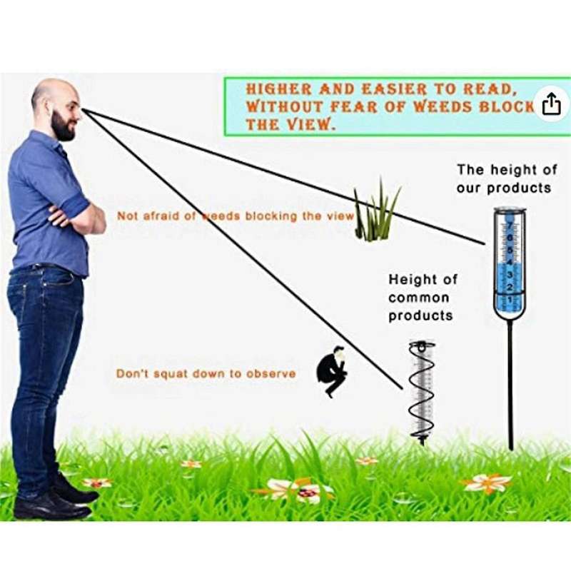 Rain Gauge, 7Inch Freeze Proof Rain Gauge Outdoor, Large Clear Numbers and Adjustable Height for Gar