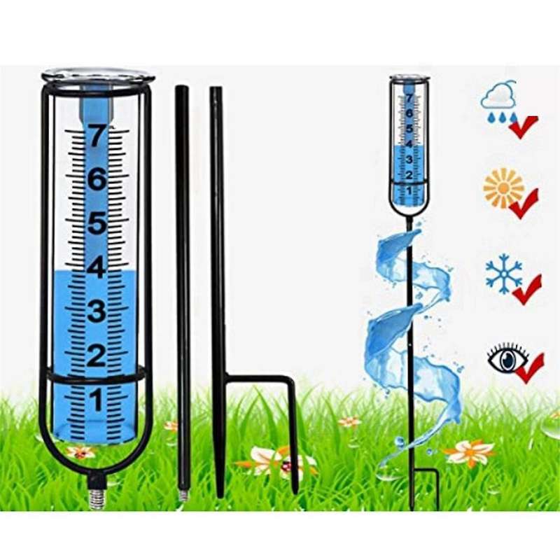 Rain Gauge, 7Inch Freeze Proof Rain Gauge Outdoor, Large Clear Numbers and Adjustable Height for Gar