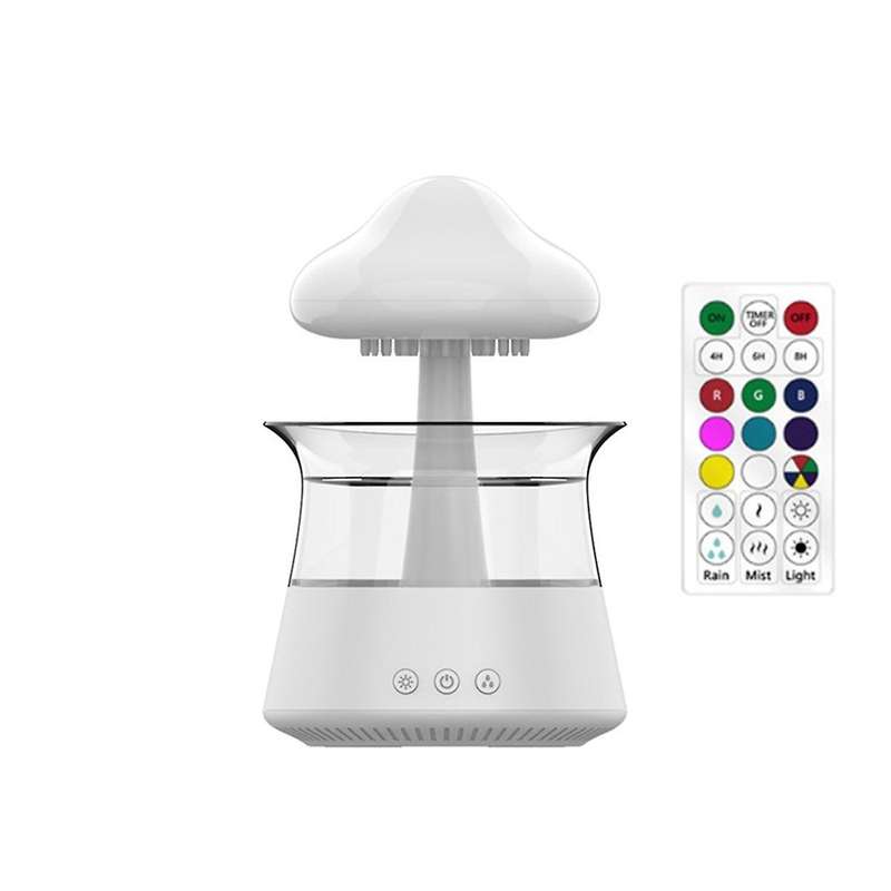 Rain Cloud Humidifier Diffuser with Remote,water Drip Waterfall Lamp Mushroom Rain Sounds White Nois
