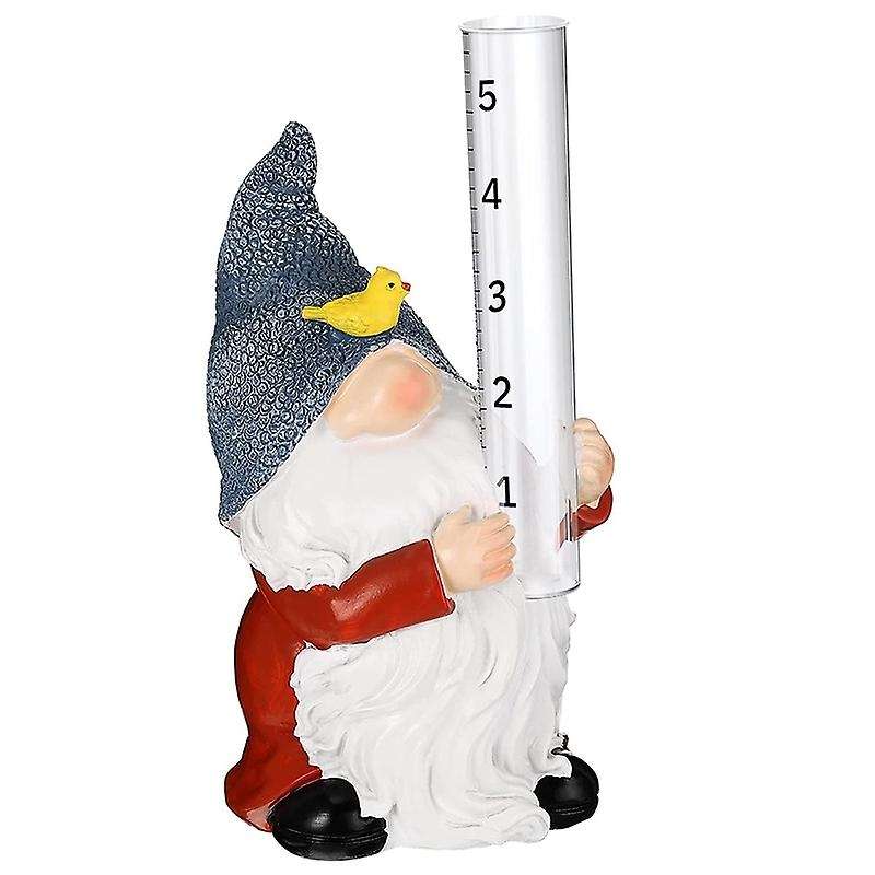 Rain Gauges Gnome Yard Garden Statue Decoration with Glass Rain Gauge for Rain In Patio Lawn Yard G