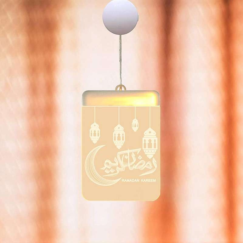 Ramadan Decorative Eid Led Window Night Light,islam Mubarak Party Backdrop Wall Hanging Lamp for Ou