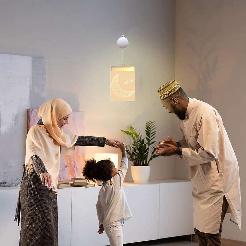 Ramadan Decorative Eid Led Window Night Light,islam Mubarak Party Backdrop Wall Hanging Lamp for Ou