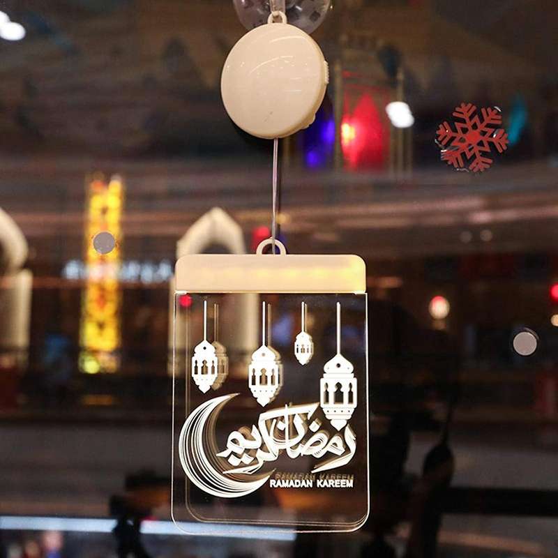 Ramadan Decorative Eid Led Window Night Light,islam Mubarak Party Backdrop Wall Hanging Lamp for Ou
