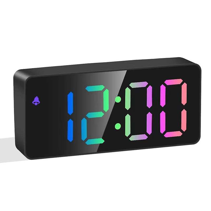 Rainbow Colored Led Digital Alarm Clock,snooze, Adjustable Volume, Easy Operation, Outlet Powered F