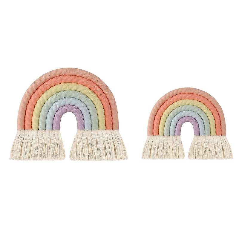 Rainbow Macrame Tapestry Wall Hanging Decor Nordic Style Decor Cotton Hand Weave Baby Kids Room Deco