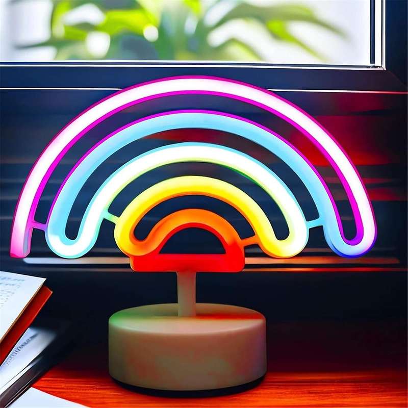 Rainbow Neon Sign Rainbow Neon Light, LED Rainbow Lamp Night Light, USB/Battery Operated Neon Sign R