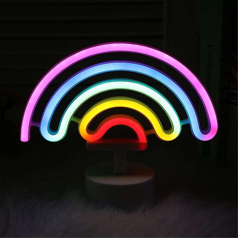 Rainbow Neon Sign Rainbow Neon Light, LED Rainbow Lamp Night Light, USB/Battery Operated Neon Sign R