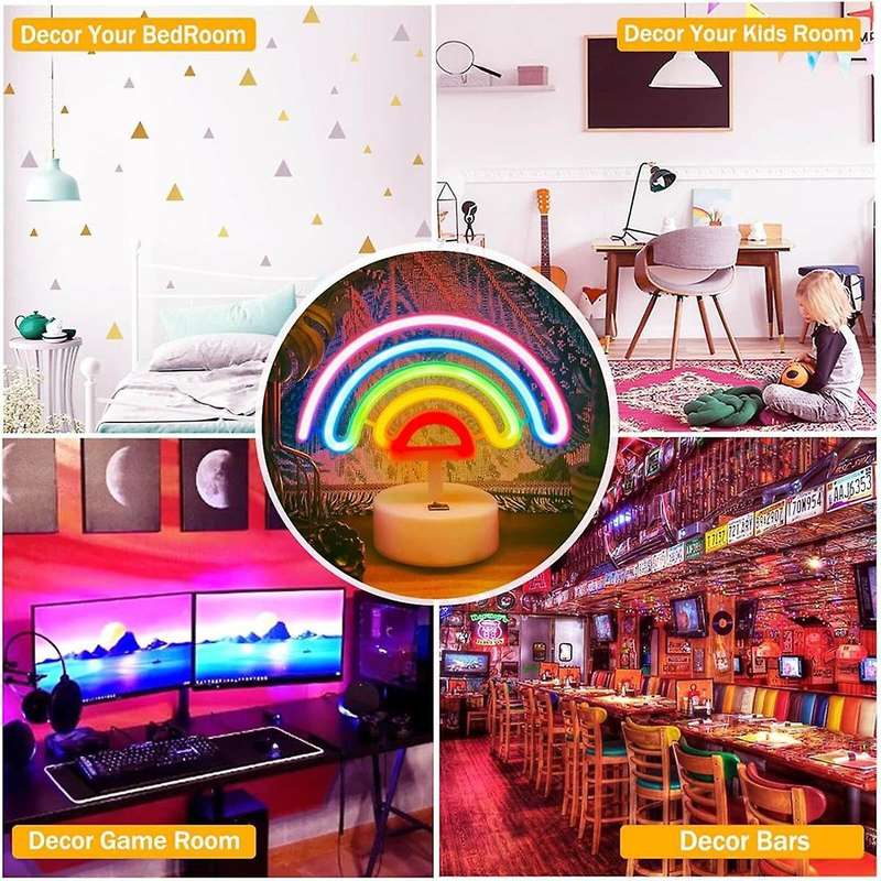 Rainbow Neon Sign Rainbow Neon Light, LED Rainbow Lamp Night Light, USB/Battery Operated Neon Sign R