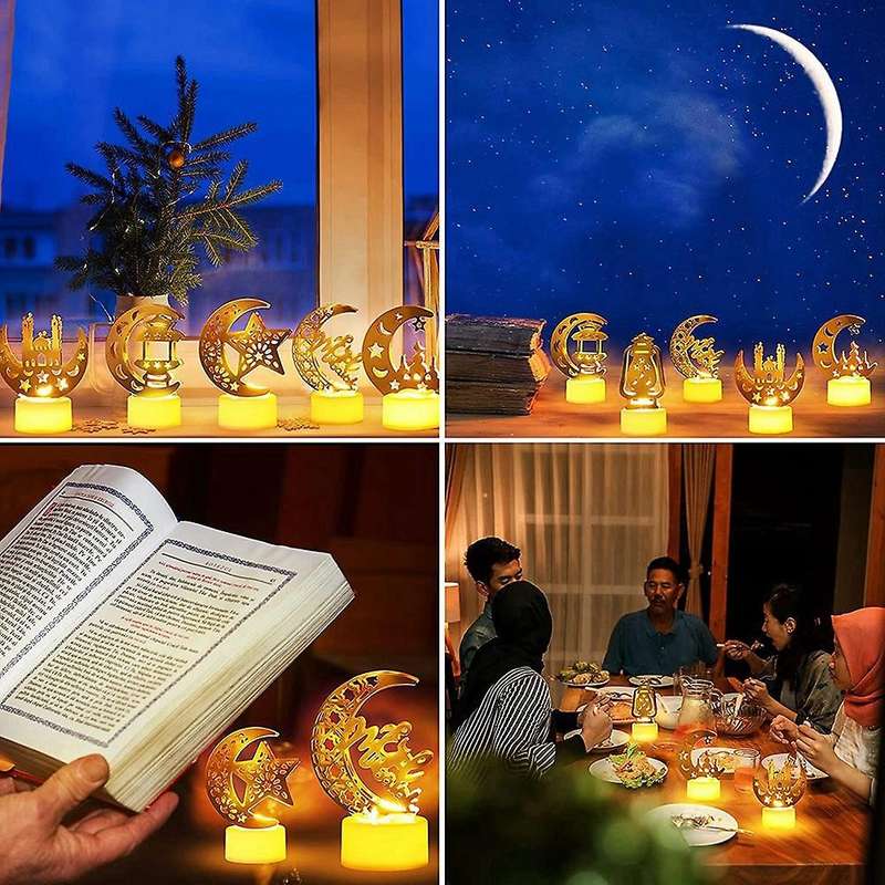 Ramadan Lights Decorations 6 Pack Eid Mubarak Led Candle Lights