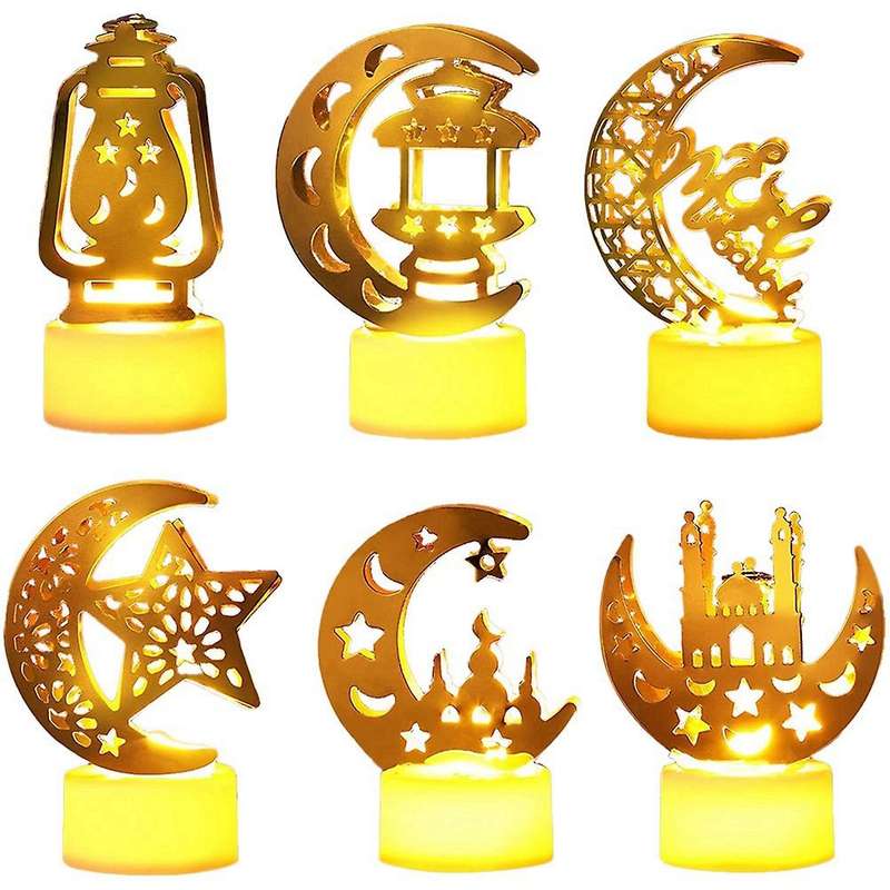 Ramadan Lights Decorations 6 Pack Eid Mubarak Led Candle Lights