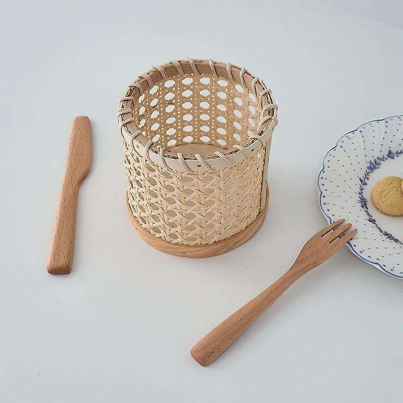 Rattan Chopsticks Storage Handmade Spoon Organizer Holder Pen Pencils Organization Vase Support Home